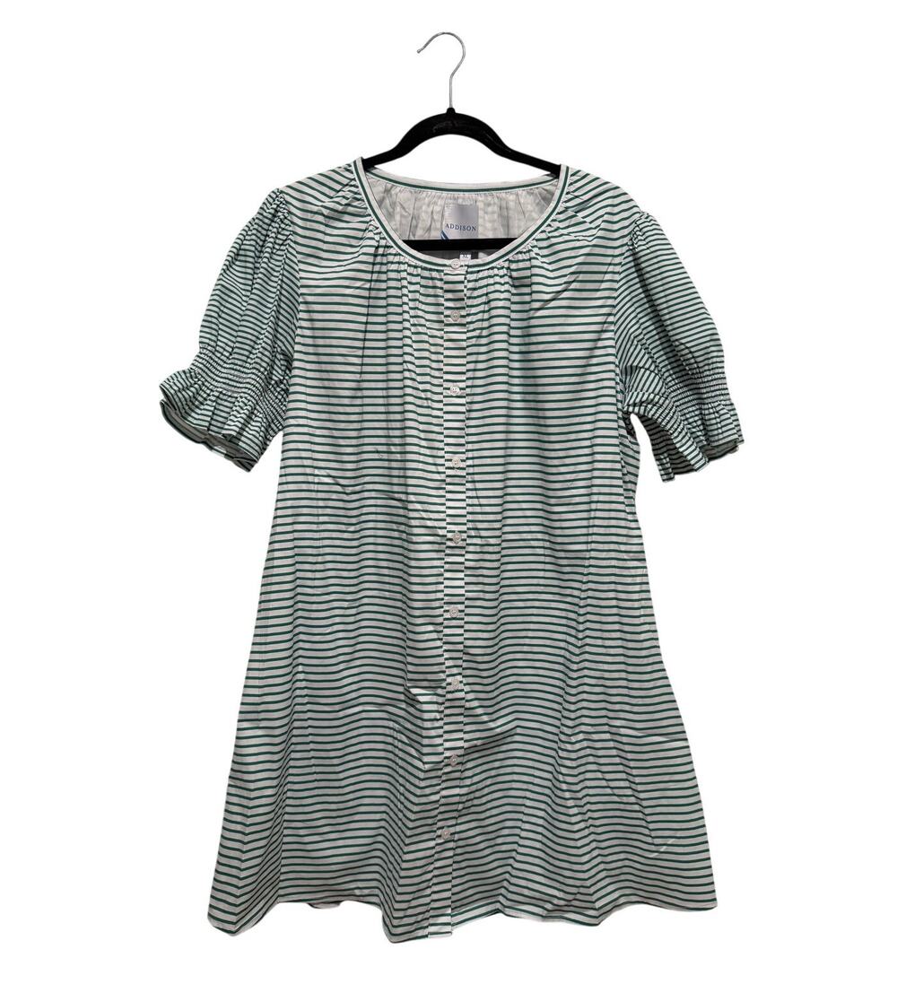 Addison Bay Sailor Poplin Cotton Dress Green White Stripe Sz EXTRA LARGE XL NEW